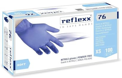 REFLEXX R76 300/1000 Guanti in nitrile AZZURRO - 3,5 GRAMMI morbidi elastici - VARIE TAGLIE OFFERTA - per dentisti parrucchieri palestra ed altro (300 pezzi Taglia XS)