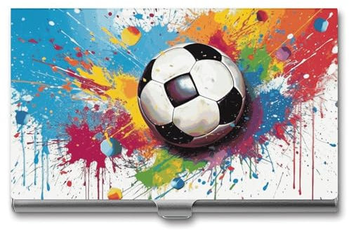 GFLFMXZW Visitenkartenhalter Metall Visitenkartenetui für Männer Frauen Taschen-Kartenhalter Sport Fußball Namenskartenhalter Kreditkarte Brieftasche Ausweishülle Schnalle Stil Verschluss Stil, Stil: