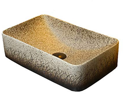 Tu Ye Vasque à Poser, Lavabo de Salle de Bain rétro en céramique, Vasque à Poser, Vasque à Poser et Robinet combinés, Vasque à Poser avec Trou de Robinet for Meuble de Toilette, Vasque Simple