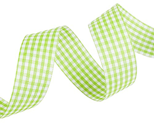 Blausky 200 Yards Schleifenband,Plaidband,Farbiges Kariertes Band,Dekoband,Bänder zum Basteln,Geschenkband,Stoffband,für DIY,Nähprojekte,Haarschleifen,Brautstrauß,Hochzeits,Breite 2 cm,Grün