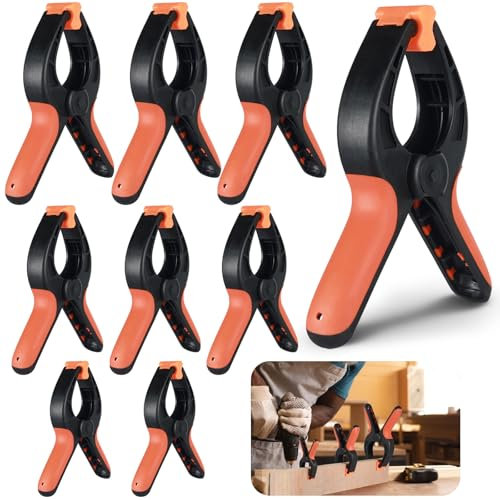 Nadinsta 8pcs Spring Clamps for Woodworking, 4 Inch 6 Inch Heavy Duty Spring Clips Clamp,3 Inch Clamps Quick Grip, Nylon Adjustable Jaws for Crafts, Photography, Outdoor