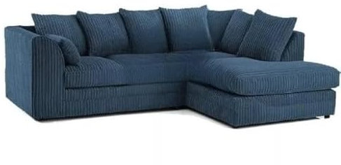 Jumbo Cord Corner Sofa, Left and Right Sections, Blue (RIGHT HAND)