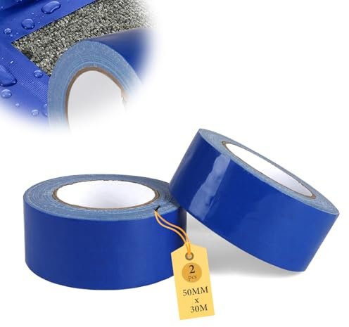 SUPAWAY Gewebeband Blau 50 mm x 30 m Klebeband Wasserdicht 2 Rolle Panzerband Extra Stark, Duct Tape Reparatur Universal Fabric Adhesive Tape, Reparaturband für Rohre, Teppiche, Abdichtung, Heimwerken