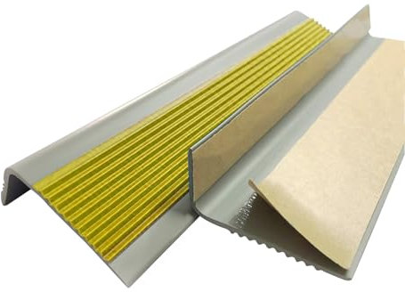 Hoiweqr Treppenkantenprofil PVC, Treppenkantenprofil Selbstklebend PVC Kunststoff Treppen-Kantenschutz, Breite 1,4×2,7in, Treppenkantenschutz Safety Antirutsch-Profil Winkelprofil(Gra