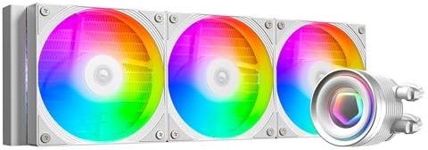 ID-COOLING FX360 INF Refroidisseur de processeur liquide blanc 360 mm, refroidisseur AIO ARGB effet miroir, 3 ventilateurs 120 mm, faible bruit 27,2 dB