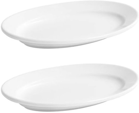 Acan Tradineur - Pack de 2 fuentes ovaladas, modelo Elba, vidrio opal, bandejas para servir, extra resistentes, vajilla de cocina, aptas para lavavajillas y microondas (Blanco - 30 x 22,6 cm)