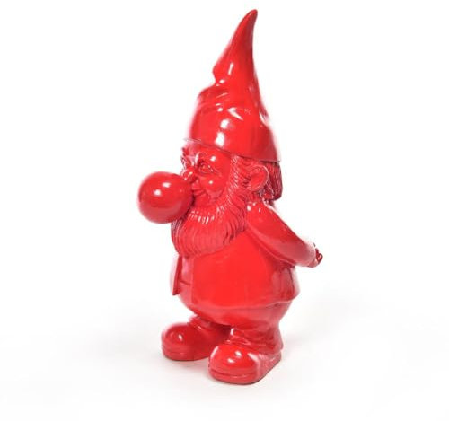 Decor Space Nain de jardin extérieur en résine gnome sympathique couleur unie h 43 cm (rouge)