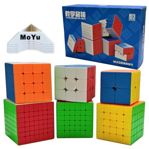 Oostifun MoYu MOFANGJIAOSHI MFJS WCA 234567 Würfel Spezifisches Puzzle Bundle 2x2 3x3 4x4 5x5 6x6 7x7 Wettbewerb Würfel Set mit Geschenkverpackung und sechs Würfel Stative (Multi Color)