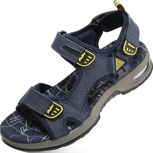 Lvptsh Sandalias Deportivas Hombre Verano Cuero Exterior Sandalias de Playa de Senderismo Zapatos de Trekking Antideslizante,Azul3,EU42