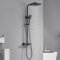 Auralum Regendusche Komplettset mit Thermostat, Duschsystem Schwarz, Duschgarnitur Messing Armatur, Quadratische Regendusche 25x25cm, Duschkopf 8x8cm, Edelstahl Duschstangen Höhenverstellbar 82-125cm