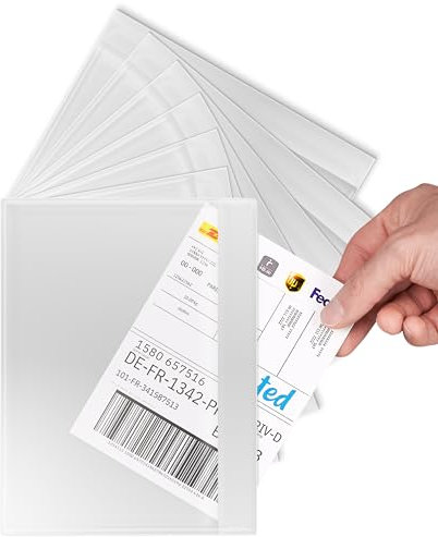 RAGO® Lot de 100 Pochette porte-document autocollante C5 pour A5 I Pochette d'envoi transparente A5 pour documents I Pochette adhésive C5 I Pour colis Vinted