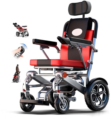 Ultraleichter elektrischer Rollstuhl Lithium Akku Fernbedienung verstellbar | 500W Motor für zuverlässige Leistung | 25-50 km Reichweite je nach Akku | Ideal für Senioren Reisen Alltag und Gelände
