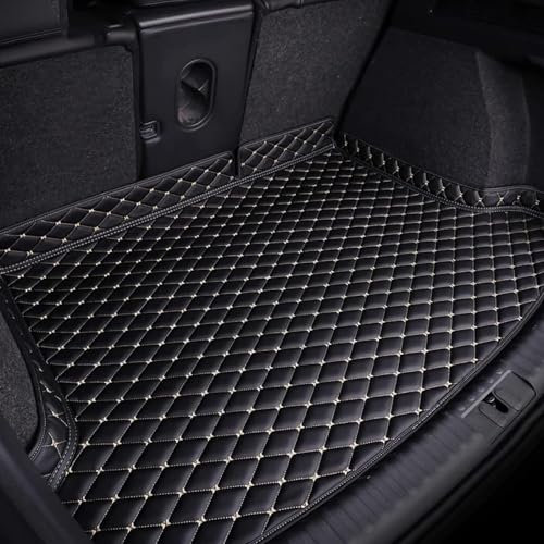 WETCL Kofferraumwanne für VW Polo Hatchback 2019-2023, Kofferraum Schutzmatte Auto Gummimatten Kratzfestem Leder Kofferraummatten,Black-White