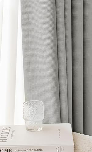 Wycian Kurzgardine Querbehang Gardine Kurz Verdunkelung Grau 2er Pack Unifarbe H115 x B96 cm (2er Pack) Polyester Baumwolle