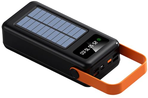 Bärbar solkraftbank 60 000 mAh med LED-skärm, inbyggd kabel, flera laddningsportar för utomhusexpeditioner