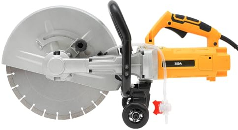 Hanmorfarbi Tronçonneuse à béton électrique 350 mm, 3000 W, avec pompe à eau et disjoncteur FI, 4200 tr/min, coupe humide, pour béton, pierre, acier