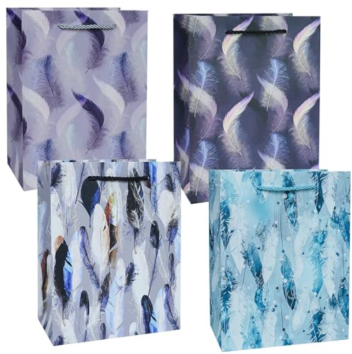 LYINUR 4Pcs Gift Bags for Presents, Small Gift Bag for Mother's Day Birthday Valentines Wedding Bridesmaid Christmas Party Bag for Her Him, 18 x 23 x 10 cm
