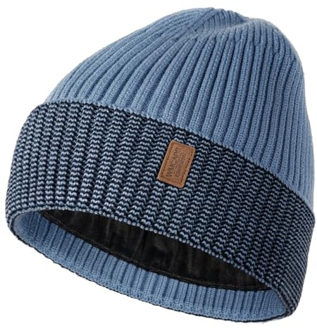 Wmcaps Wintermütze für Herren, gefütterte Thermo-Mütze | Strickmütze, winddicht, atmungsaktiv, elastisch, weich, Fleecefutter, für Radfahren, Sport, Laufen, Alltag & Spazieren.