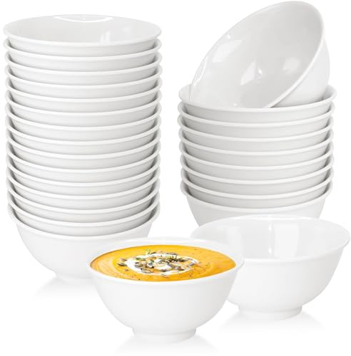 TESIN 36 Stück Weiße Melamin Schüsseln set, 250ml kleine Kunststoff Müslischüsseln, 11 cm Wiederverwendbare Suppenschüsseln für Salat, Pasta, Reis, Obst und Desserts