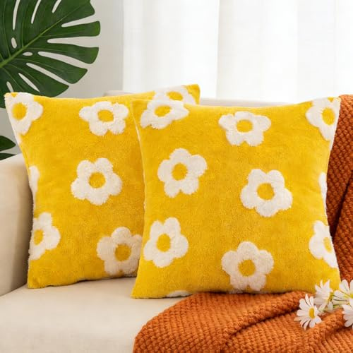 2 Stück Kissenbezug 45x45 cm,Zierkissenbezug Dekokissen mit Blumen,BlumenKissenbezüge,2er Set Kissenhülle Blume,Deko Kissen Wohnzimmer,Deko Kissen mit Blumen für Sofa Sessel Zuhause Schlafzimmer