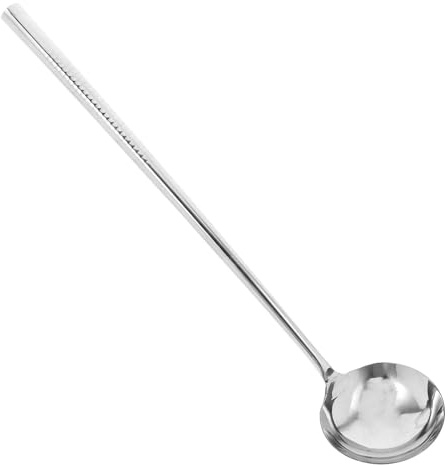 NUOBESTY Thickened Stainless Steel Stir-Fry Ladle Chef Cooking Spoon with Long Handle Kitchen Cooking Utensil for Professional and Home Use