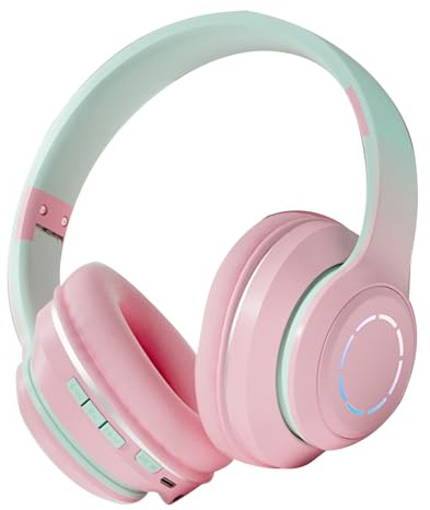 RASTKY Casque de Jeu sans Fil, Connexion BT5.2, Coussinets d'oreille Souples, Lumières Colorées, Batterie Rechargeable D'utilisation de 200 Heures pour Ordinateur de Bureau et Ordinateur Portable
