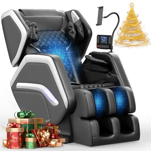NAGLIFOR Poltrona massaggiante, Poltrona reclinabile con massaggio completo a 14 rulli, 8 airbag massaggianti, funzione di riscaldamento, massaggio ai piedi, altoparlante Bluetooth, telecomando touch
