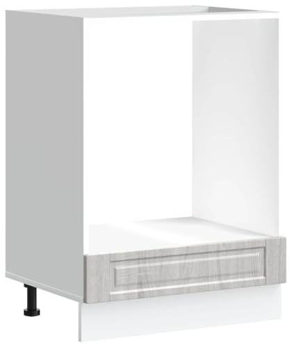 Foknhdi Armadio da cucina grigio Sonoma 60 × 46 × 81,5 cm, materiale in legno, piedini regolabili in altezza, compatto per forno/microonde, ideale per piccole cucine