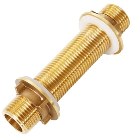 Ticha Raccordo di passaggio in ottone da 1/2 per serbatoi d'acqua, torri d'acqua, pompe e barili di pioggia, con guarnizione in silicone.