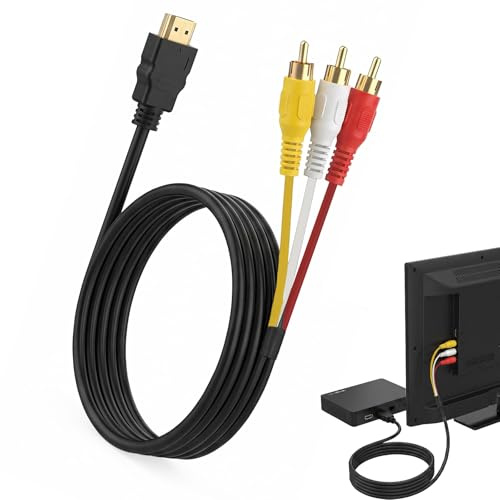 Cloxtralon Adaptador a HDMI, adaptador RCA a cable HDMI de 1,5 metros, compatible con TV, proyector, DVD, dispositivos AV, conexión desechable a HDMI, sin convertidor, sin conversión de señal