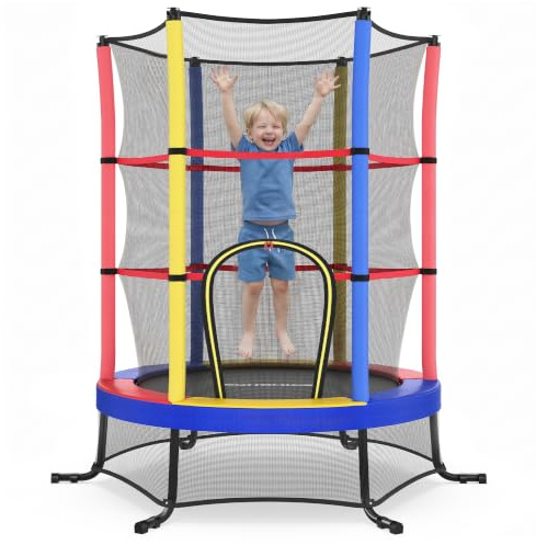 SONGMICS Trampoline Enfant, avec Filet de sécurité, 174 x 174 x 189 cm