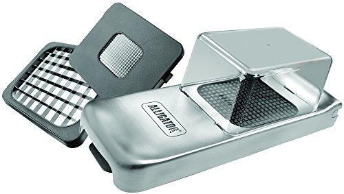 ALLIGATOR 3093 - Edelstahl-Multifunktionsschneider Mit Auffangbox - Gemüse- Zwiebel- und Pommesschneider - 3 Austauschbare Klingen - 3x3 mm 6x6 mm & 12x12 mm - BPA-frei