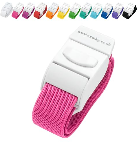 ROLSELEY Garrot Médical De Qualité Avec Boucle A Ouverture Rapide Et Bande Elastique En Polyester Sans Latex Pour Infirmière, Sage-Femme, Auxiliaire Médical, Phlébotomiste, Etudiant En Médecine Et Médecin (ROSE)