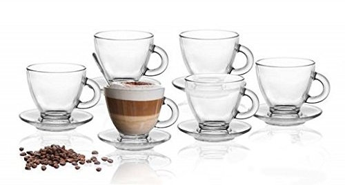 Set da 12 pezzi 6 bicchieri da espresso con 6 piattini sottopiatti tazzine da espresso, tazza da caffè