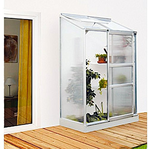 Ida 900 Alu-Anlehngewächshaus HKP4mm Balkon Treibhaus 0,9 m² Fundament 1 Fenster