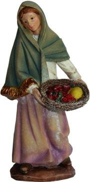 Unbekannt Krippenfiguren Magd mit Obstkorb, geeignet für 15cm Figuren