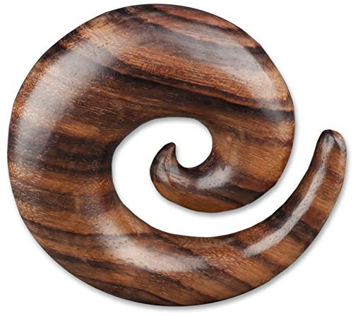 viva-adorno 1 Stück Dehnungsspirale Sono Holz handgeschnitzt Expander Taper Sichel Spirale Ohr Piercing 4-30mm WP3, Sono 20mm