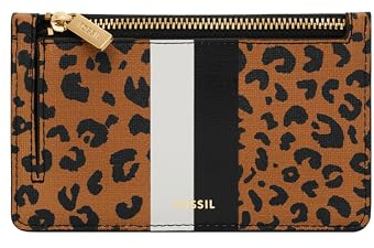 Fossil Damen Logan Zip Card Case Kartenetui, Gepard
