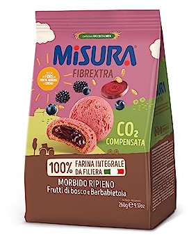 Misura Frollino Integrale Fibrextra | Con farcitura ai Frutti di bosco e Barbabietola | 100% Farina Integrale | Confezione da 260 grammi