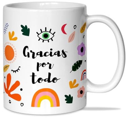 LINFORMAL TAZAS ORIGINALES PARA REGALAR | TAZAS CON FRASES MOTIVADORAS | IDEAL PARA UNA REGALOS PARA DAR LAS GRACIAS | CERÁMICA DE 350ML | Gracias por todo