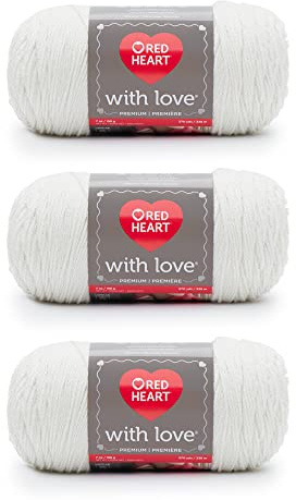 Rött hjärta med kärlek äggskalsgarn – 3-pack med 198 g/7 oz – akryl – 4 medium (kamgarn – 370 meter – stickning/virkning