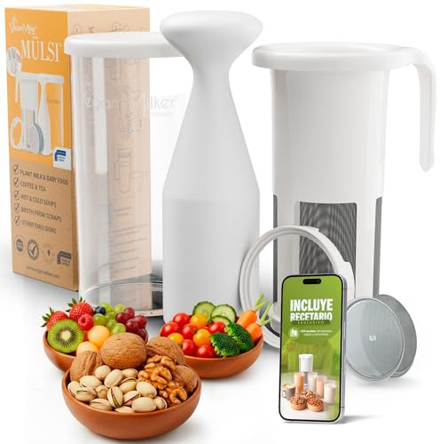 Vegan Milker Filtre Passoire Multifonction – Lait Végétal Maison Avoine, Amande, Soja et Riz | 1L en 1 Minute 100% Naturel avec 2 Filtre | Compatible Mixeur | Ebook Recettes Inclus | Mülsi