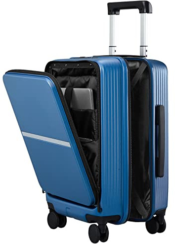Hanke Upgrade Handgepäck mit Laptoptasche vorne, 50,8 cm (20 Zoll) PC-Hartschalenkoffer mit Spinnrädern und TSA-Schloss, Rollgepäck für Geschäftsreisen und Kurzreisen, blau, Carry On