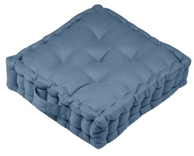 Lovely Casa – Bodenkissen – Größe 45 x 45 x 10 cm – 100% Baumwolle – Farbe Sturmblau – Modell Oxford – Baumwollsatin – außergewöhnliche Qualität – Bequeme Sitzfläche – weich und elegant