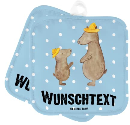 Mr. & Mrs. Panda Topflappen Bedrucken Bären mit Hut - Personalisierte Geschenke, Vatertag, Muttertag, Topfhandschuhe, Namen, Familie, Personalisiert, Geschenk Papa