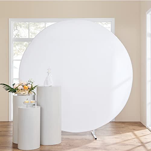 Sfondo Rotondo Bianco 220x220cm Poliestere Sfondo Bianco Fotografia Decorazione per matrimonio Festa di compleanno Baby Shower Evento per banchetti