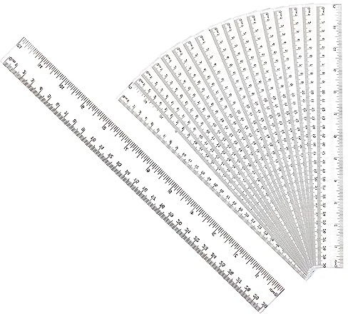 30PCS Clear Ruler Plastic Rulers 12 Inch, with Inches and Metric for School Classroom, Home, or Office (Clear)