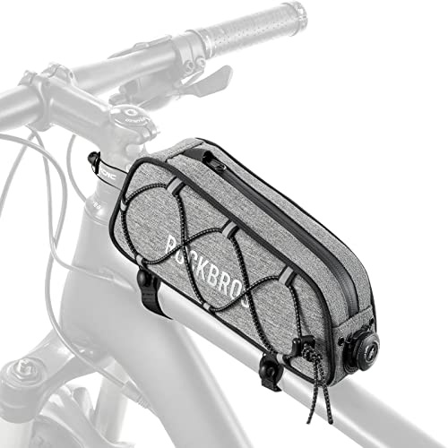 ROCKBROS Road to Sky Fahrrad Rahmentasche Wasserabweisend 0,7L | Oberrohrtasche Reflektierend für Rahmentasche für MTB/Rennrad Grau