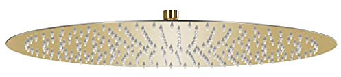 vidaXL Pomme de Douche Pluie Pulvérisateur Pommeau de Douche Tête de Douchette Accessoire de Salle de Bain Acier Inoxydable 50 cm Ronde Doré