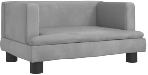 vidaXL Hundebett, Hundekissen mit weicher Polsterung, Hundesofa Hundecouch für kleine Hunde Haustiere, Haustierbett Katzenbett, Hellgrau Samt